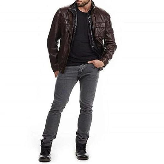 NOORA Men's Real Leather Jacket ST057