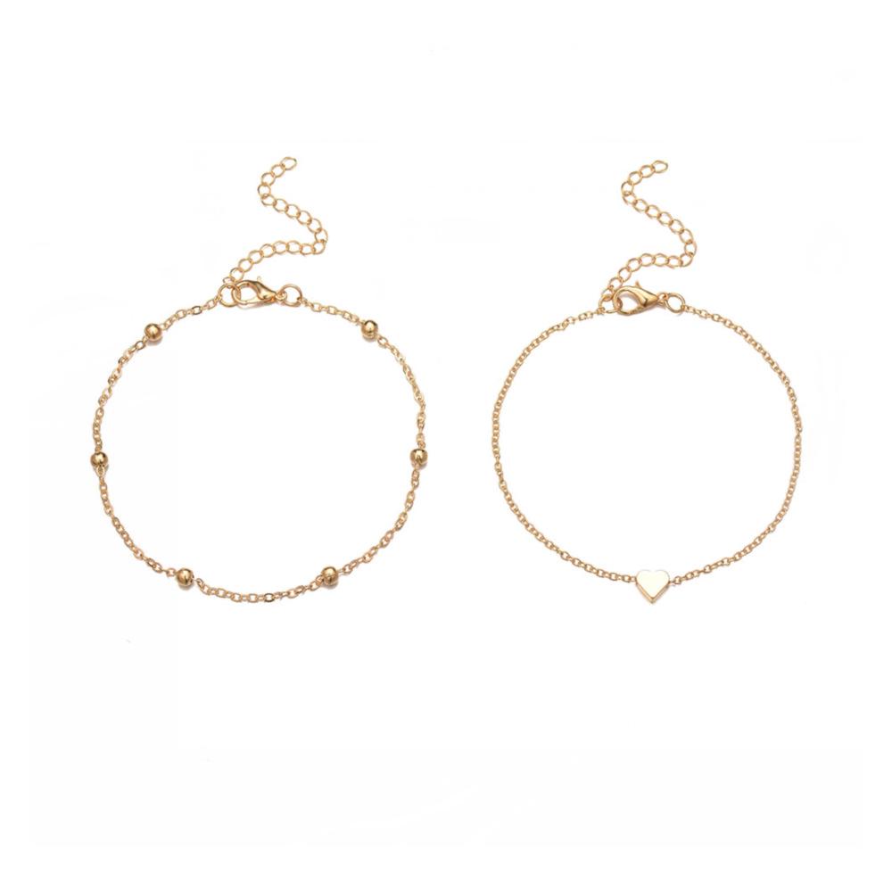 European & American Fashion Double-Layer Love Anklets for Women - Beach Holiday Style