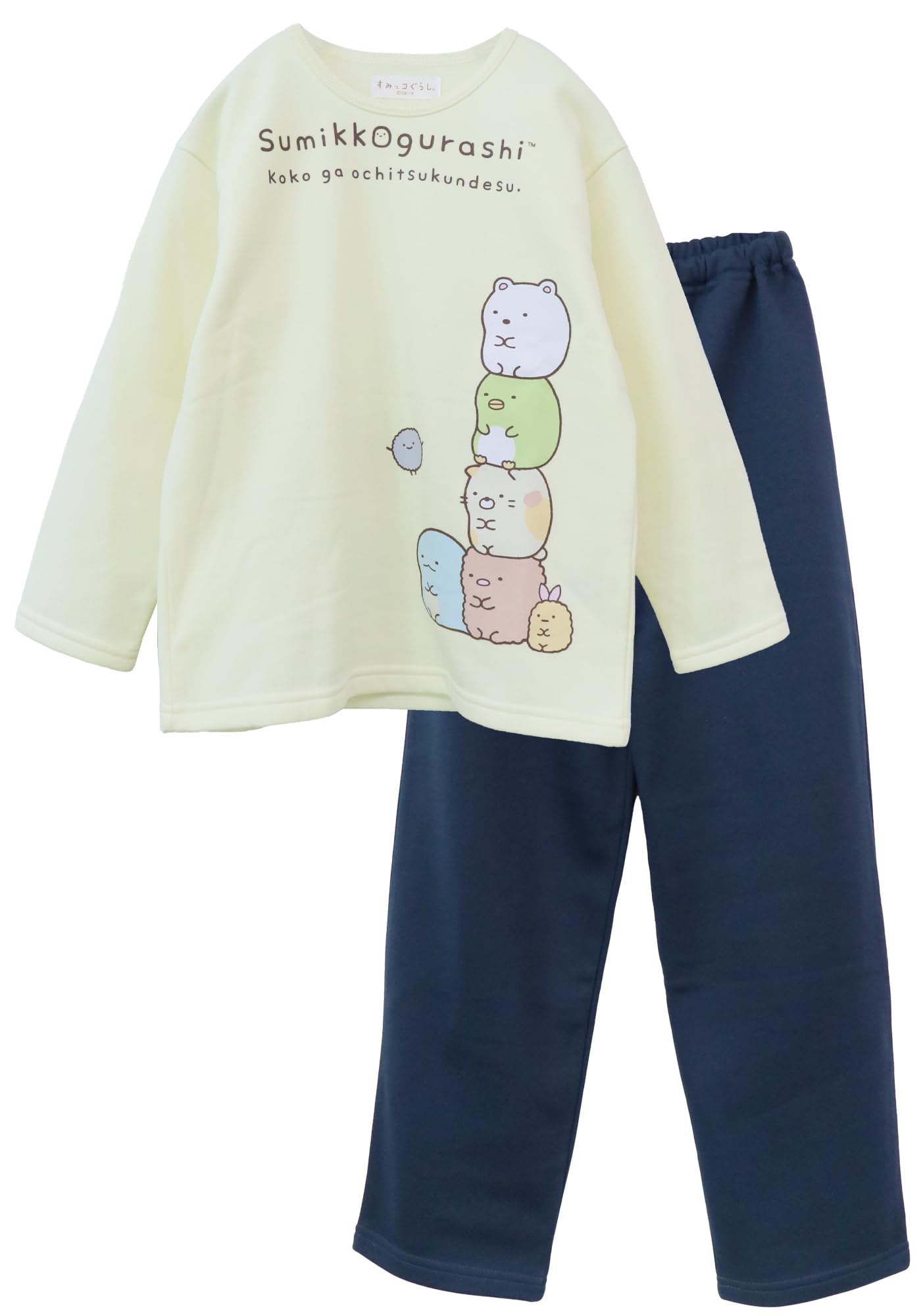 

Kaituck Family Sumikkogurashi Kids Pajamas, Long Sleeve, Shaggy, Fleece-Lined, Winter, Cream/Green, Sizes 130cm, 140cm, and 150cm (140cm, Cream)