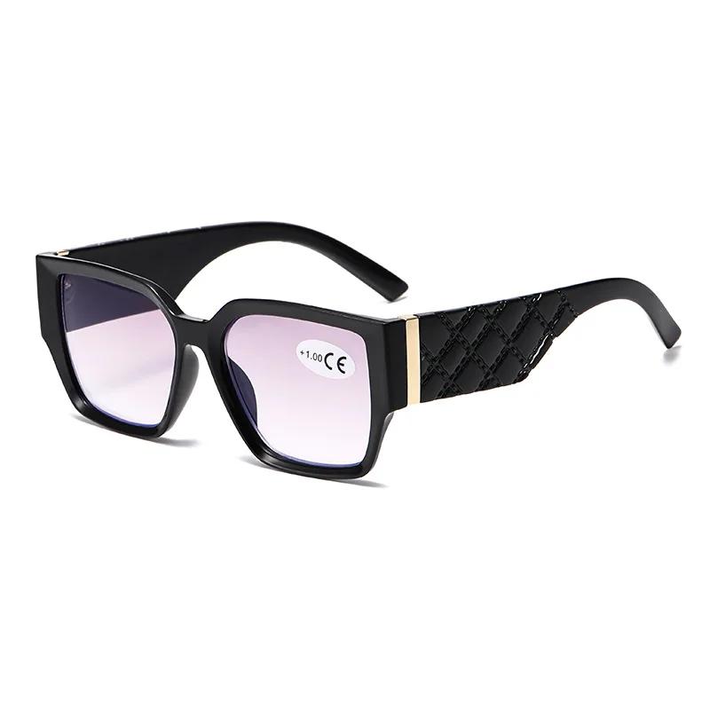 Personalized Square Frame Reading Glasses Wide Leg Diamond Shape Sunglasses Anti Blue Light Presbyopia Oversized Frame Eyewear