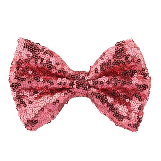 Hairpin Safety Rounded Corner Clip with Burr-Free Metal Spring Bow Shape Shiny Sequin Decoration Hairpin Children Sparkling Hair Accessory