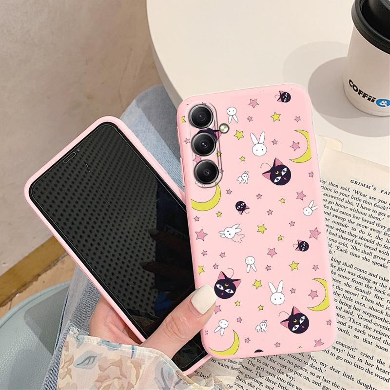 Husă roz din silicon moale cu model pentru fete pentru Samsung A55 M35 M34 S24 Xiaomi Redmi Note 13 Pro 13C Poco C65 iPhone 15 Husă de protecție rezistentă la șocuri