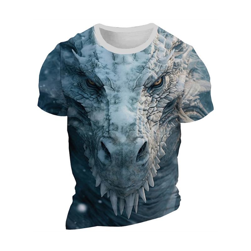Men's T-shirt 3D dragon print summer daily casual men's street T-shirt short sleeved outdoor sports city fashion men's T-shirt