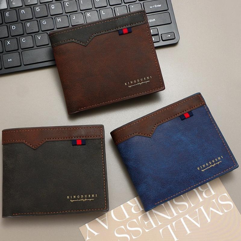 Men's Bifold Short Wallet able Minimalist Casual Multi Slot Purse Large Capacity Zipper Man Wallet with Coin Bag