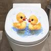 Cartoon Duckling Splashing Water Toilet Stickers, Waterproof Self-Adhesive for Bathroom Decor