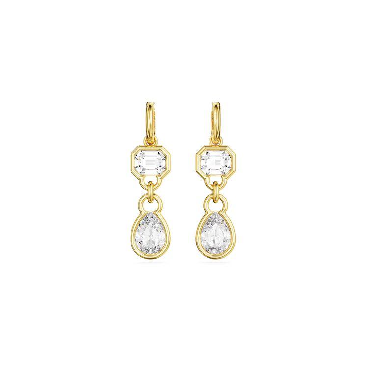 Swarovski Dextera Water Drop Shaped Silver Plated Earrings Women earrings Gold White 5663265 Gold/White,F