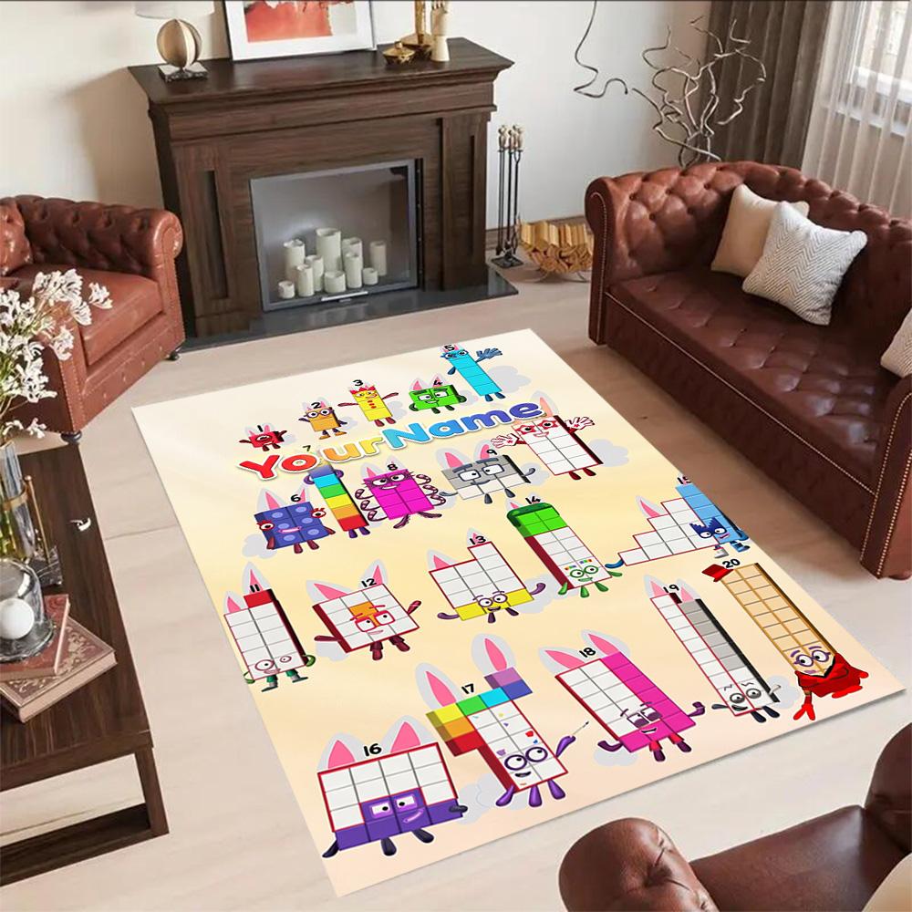 Numberblocks Personalized Name Floor Rug Office Rug Perfect for Playrooms Entryway Game Room Study room Antislip Carpet Anime Office Decor