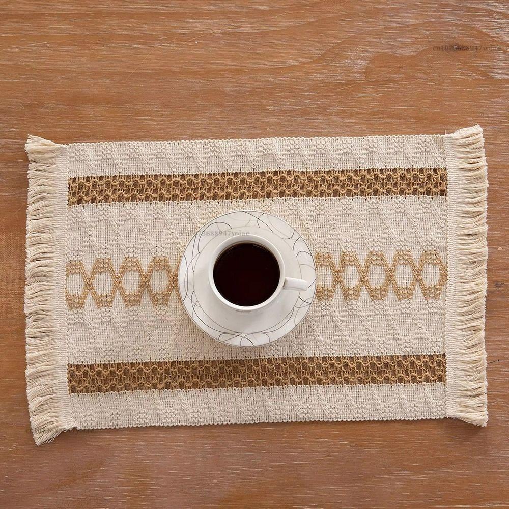 1 Stück Natürliche Baumwolle Leinen Jute Platzset 30x50cm Tischset für Zuhause Essen Hochzeitstafel