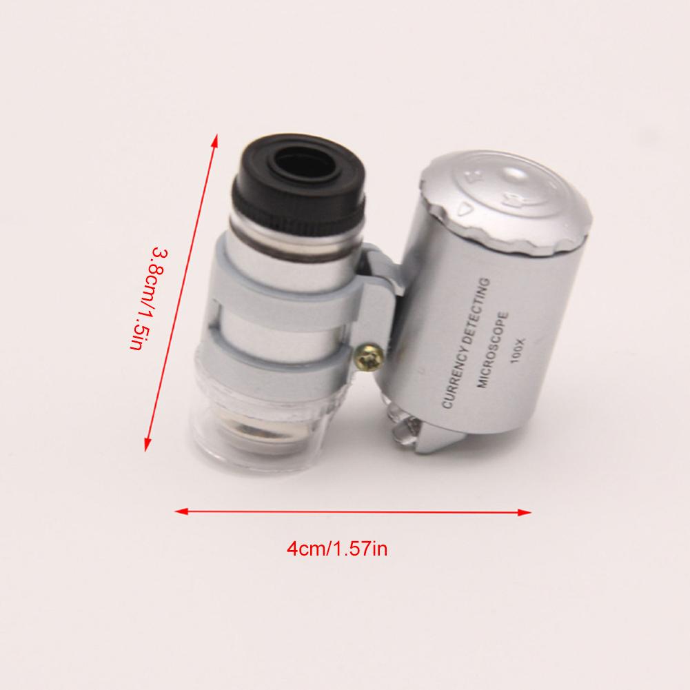 80X/100X LED Mini Microscope Adjustable Jewelry Eye Loupe Magnifier with LED UV Light Pocket Magnifying Glass for Watch Pepair