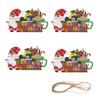 4pcs Christmas Ornaments Reusable Wooden Colorful Holiday Decorative Signs for Tree Door