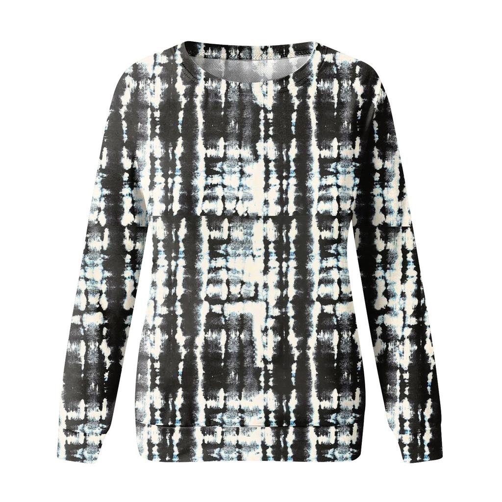 Women's Casual Fashion  Print Long Sleeve O-Neck Pullover Top