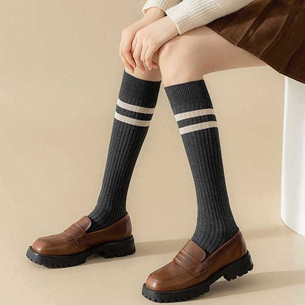 Knitted Cotton Socks Solid Color Stockings New Fashion Women Socks