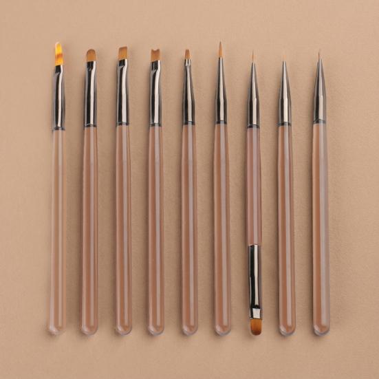 9Pcs/Set Nail Art Brushes Professional Multi-purpose Women Design Painting Brushes DIY Manicure Art Nail Extension Gel Builder Brush Pen