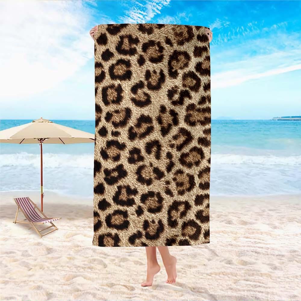 1pc Leopard Print Microfiber Beach Scarf Towel Lightweight Absorbent Large Summer Travel Wrap Yoga Mat Outdoor Blanket Camping