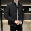 Men's Lightweight Korean Style Plaid Down Jacket with Turn-Down Collar