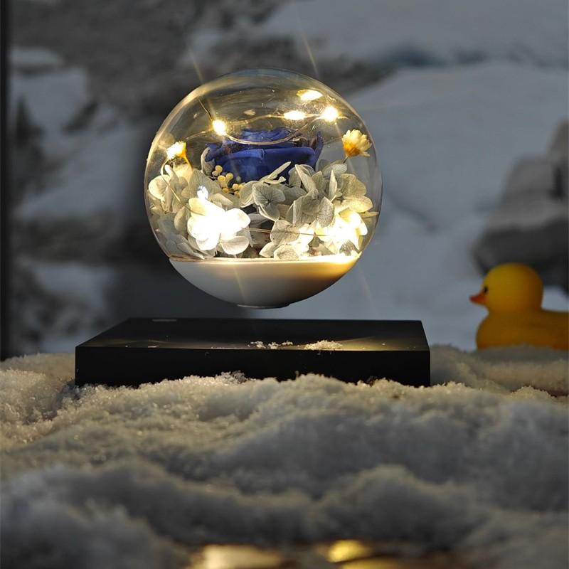 NEUE magnetische schwebende Blume Lampe mit schwarzem Sockel, 360° freie Drehung, Heimdekoration Geburtstagsgeschenk Valentinstagsgeschenk