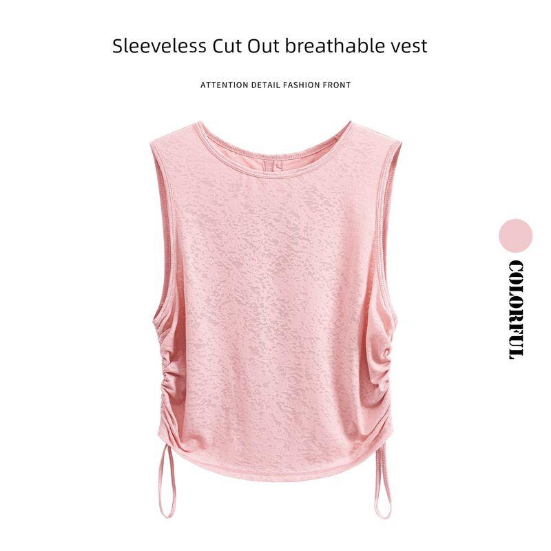 

Sleeveless Running Exercise Vest Women s Summer Thin Hollow Design Breathable Quick-Drying Top Pilates Training Yoga Clothes Pink vest XL
