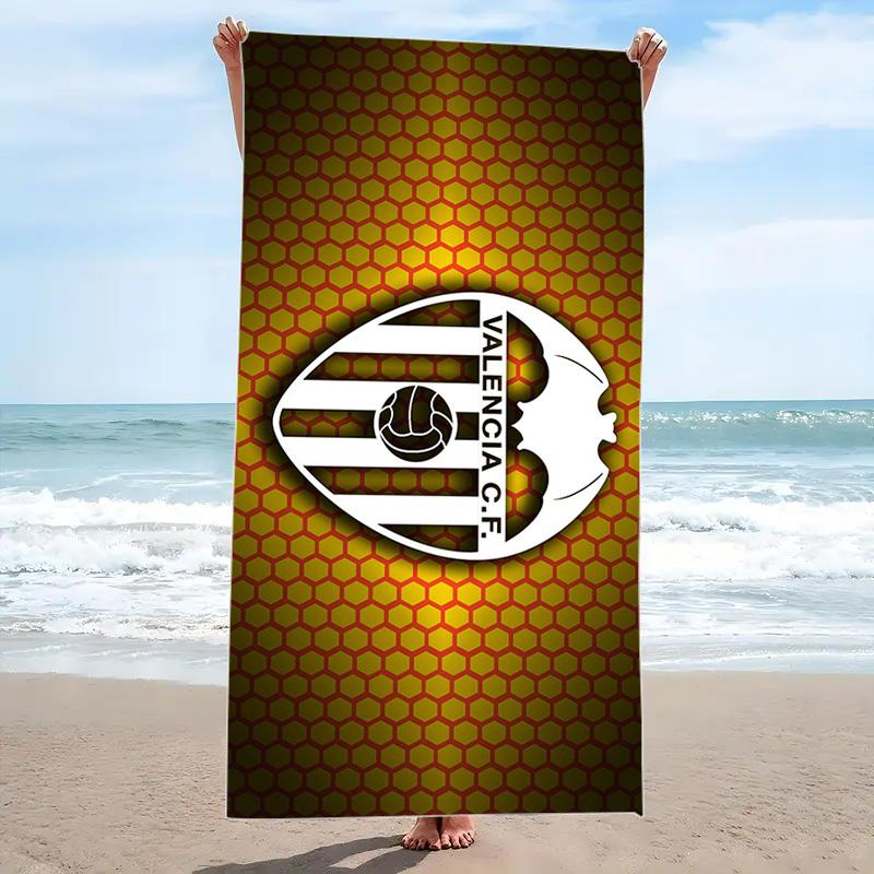 Valencia CF Logo Print Beach Towel, Large Soft Quick Dry Towel for Beach Camping Swimming