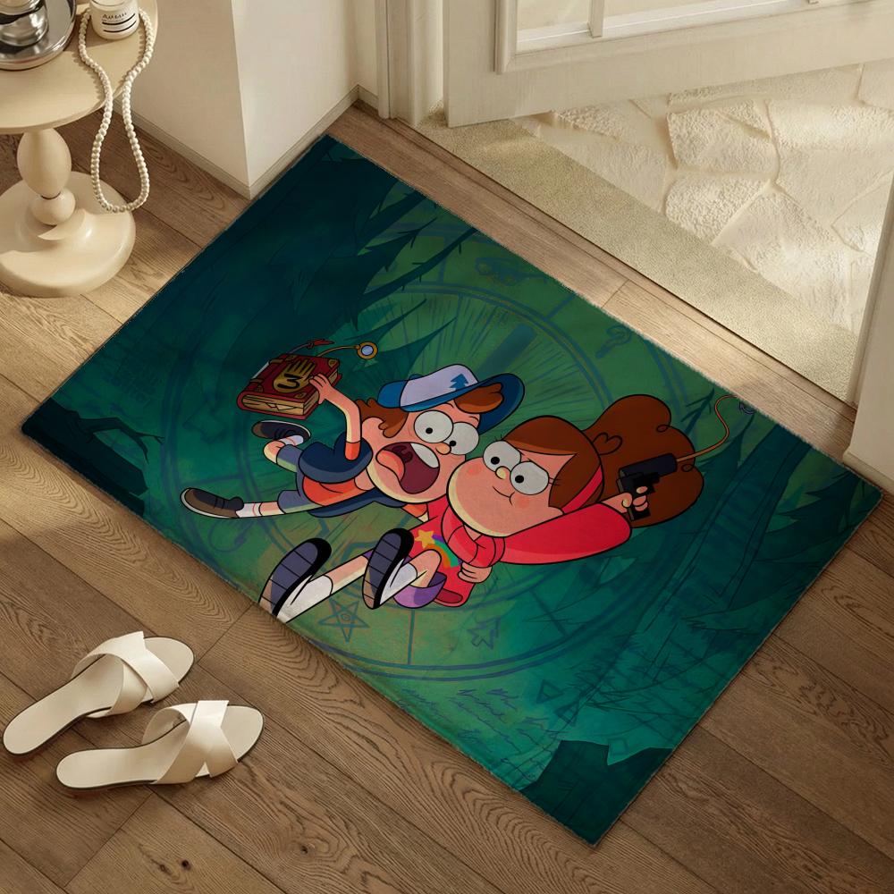 G-gravity F-falls Anime Floor Mat Thickened Soft Flannel Mat Non-Slip Absorbent for Living Room Home Decor