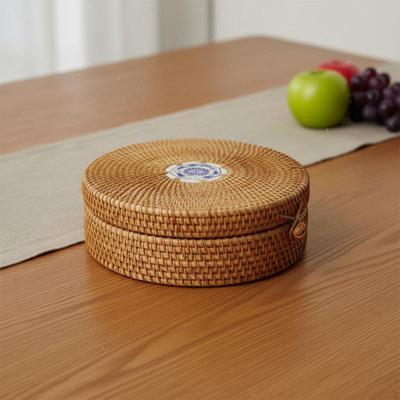 Rattan Storage Box Rustic Design Woven Fruit Bowl Versatile Weave Decorative for