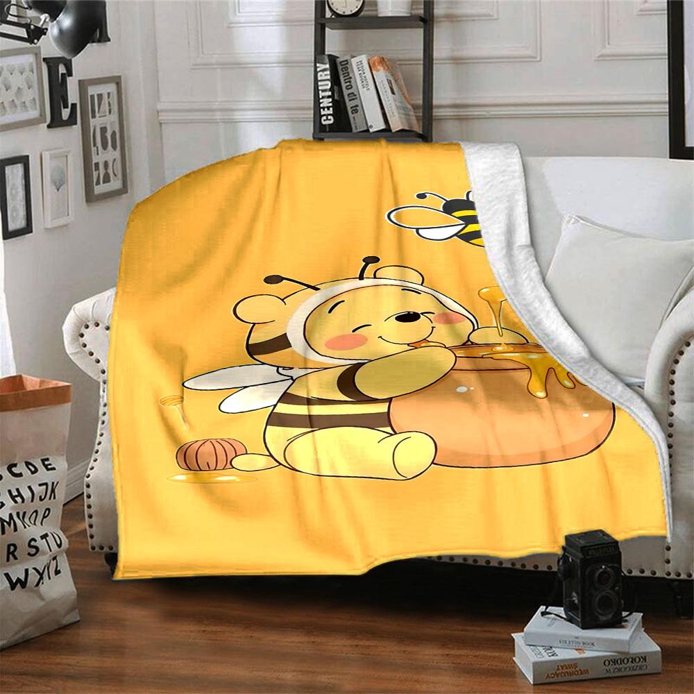 1pc Bee Honey blanket Lightweight Flannel Throw for Sofa Bed Travel Camping Livingroom Office Couch Chair