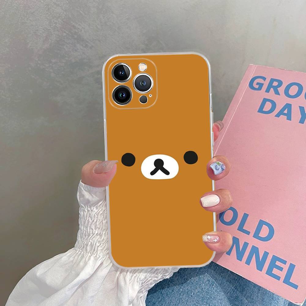 Popular Cute R-rilakkuma Bear Transparent Phone Case For IPhone 17 Air 16 Pro Max 15 14 13 12 11Plus Shockproof Cover