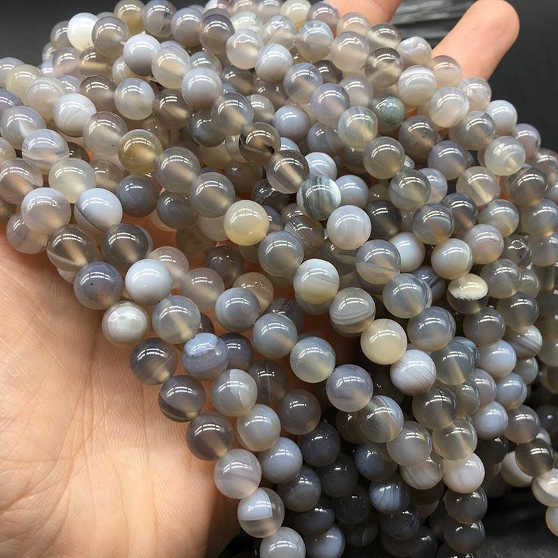 1 Strang/Lot 4 6 8 10 12 mm Schwarzer Naturstein Perlen Achate Yoga Spacer Runde Perlen für Schmuckherstellung DIY Halsketten Armbänder