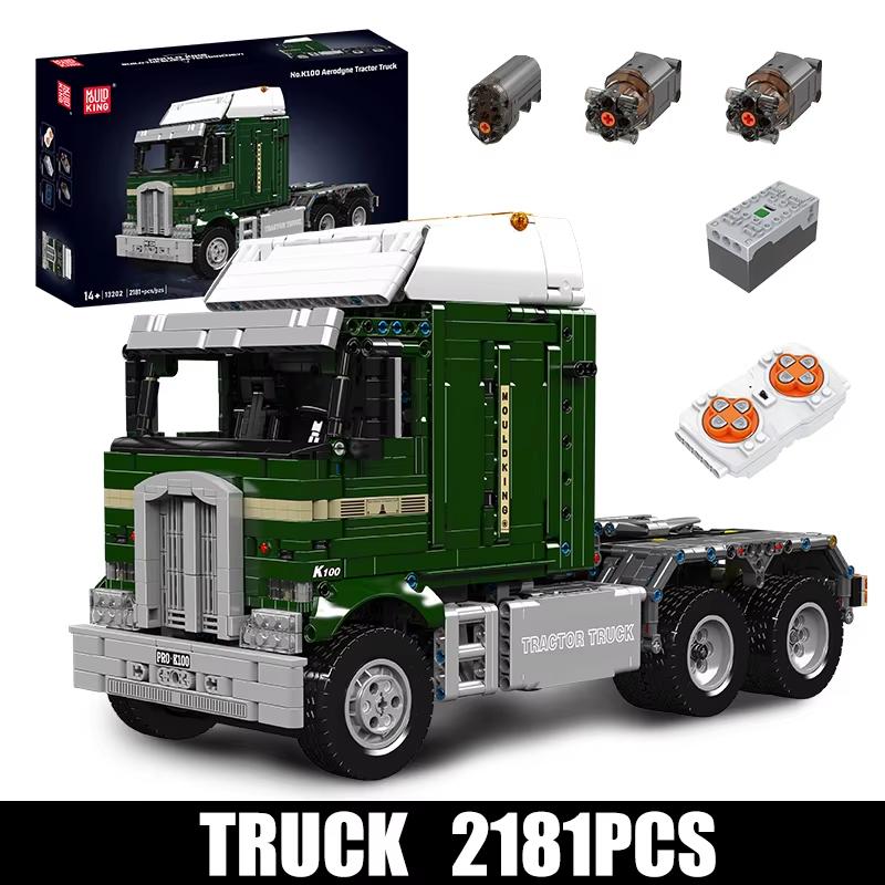 Mould King 13202 Technical Car Toys The RC Motorized K100 Tractor Truck Building Block Engineering Truck Set Kids Christmas Gift