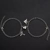 Fashion Simple Heart Shape Magnetic Couple Bracelet Silver Color Personality Vintage Women Man Promise Bracelet Lover Jewelry