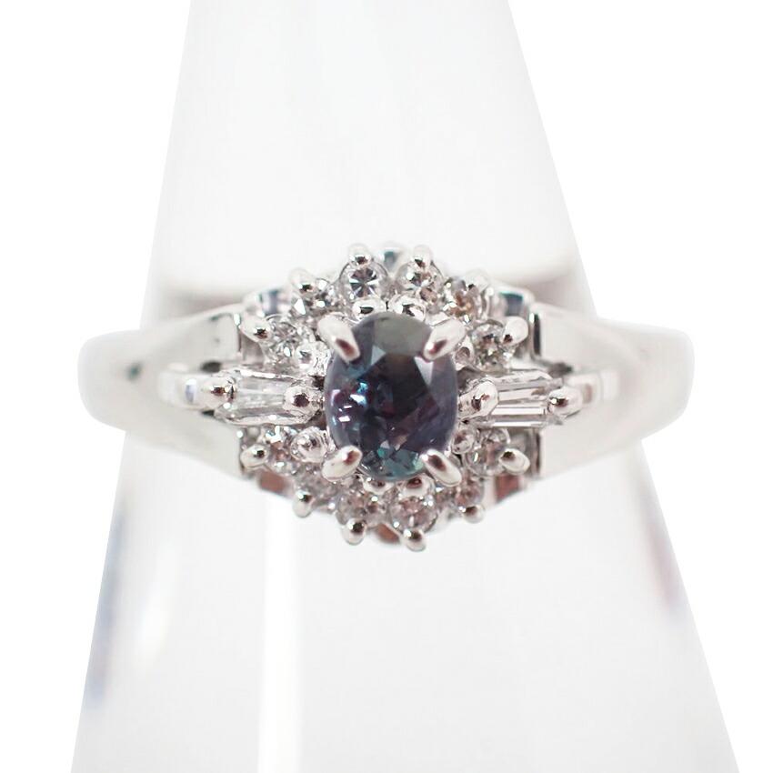 

[Used] Pt900 Alexandrite/Diamond Ring / Size 5 / j71-7