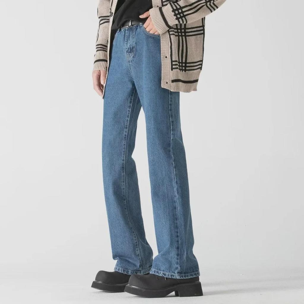 Unisex Retro Washed Flared Jeans: Distressed, Loose, High Street Fashion, Weite Hose in Bodenlänge