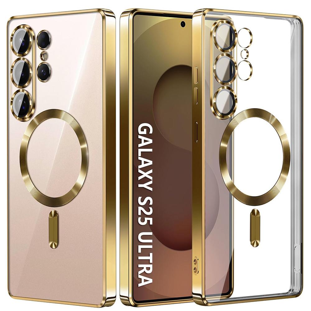 Magnetische Für Magsafe Silikonhülle Für Samsung S25 Edge S24 S23 S21 FE S22 Ultra Plus Luxus Glitzer Beschichtung Klar Weiche Hülle