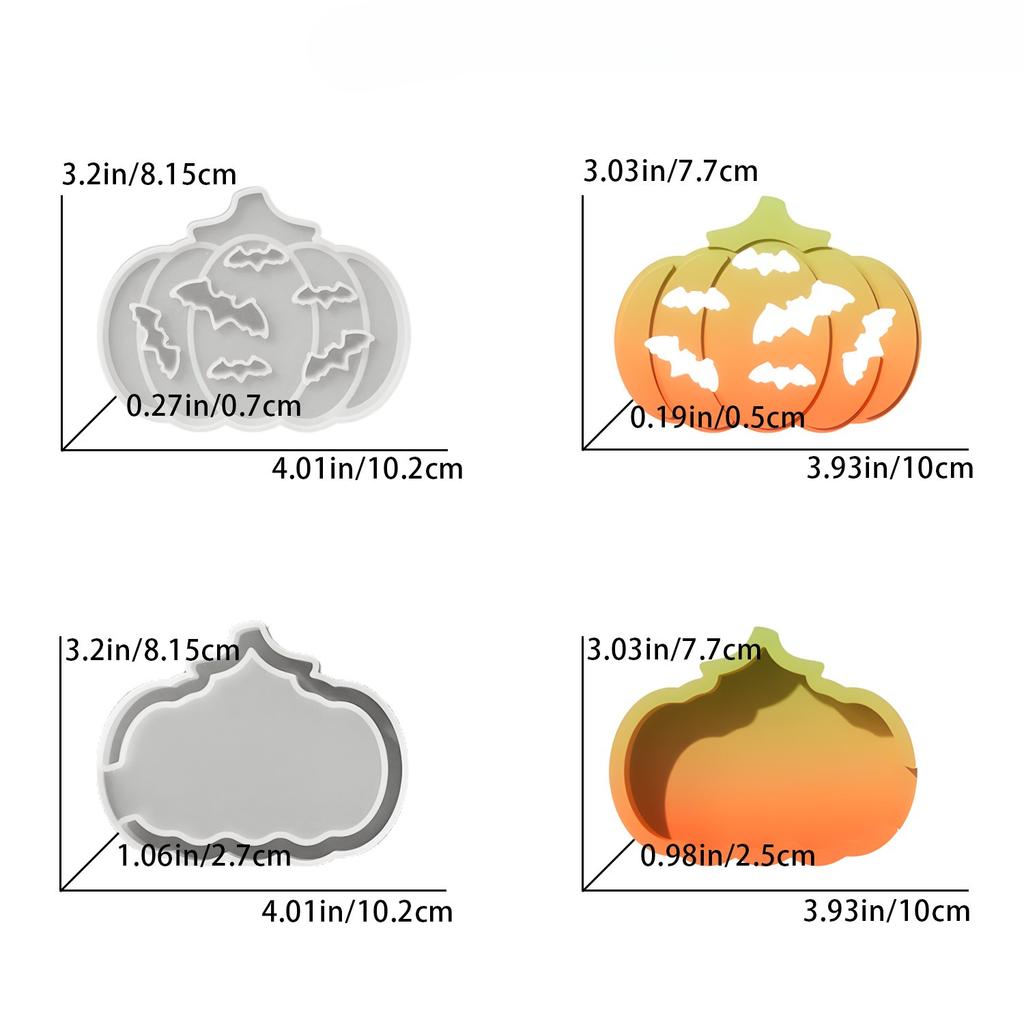 Diy hollow pumpkin silicone mold Halloween home horror ornaments decorative epoxy resin gypsum cement concrete mix casting molds