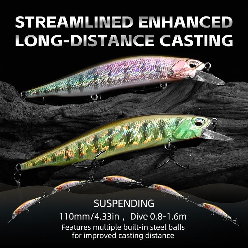 MEREDITH JBR-110SP Jerkbait 110mm 17g Tungsten Suspending Minnow Pike Bass JBR-110SP