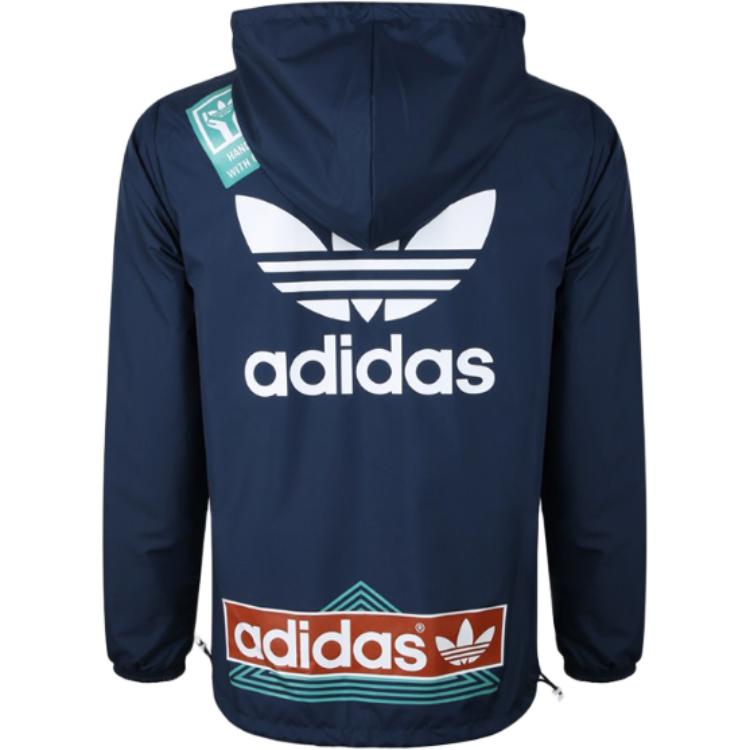 adidas Originals Rev Wb Pruhovaný Logo Ležérní S Kapucí Vetrovka Oboustranná Bunda Pánské bundy Černá DX4218