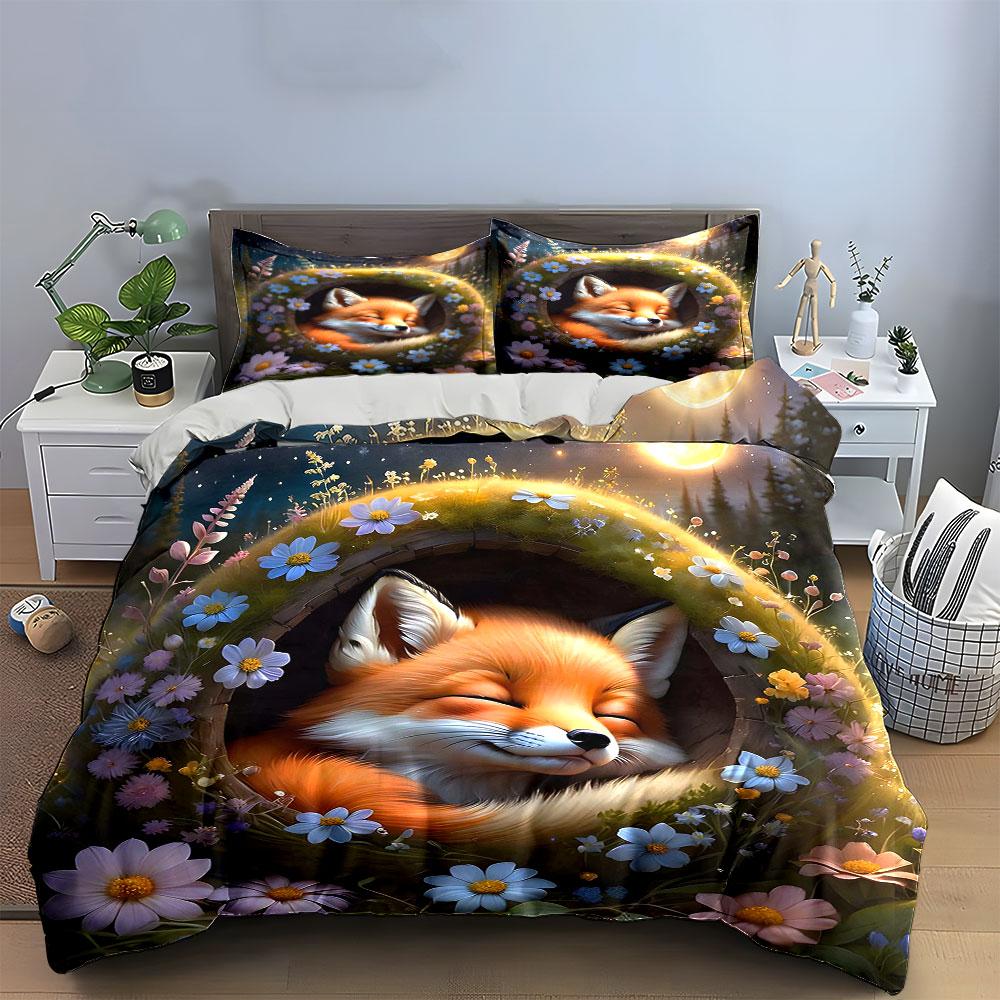 Dreamy Fox Bloom. Bedding Sets Duvet Covers Pillowcases(1* Duvet Cover 2* Pillowcases Without Duvet Insert)