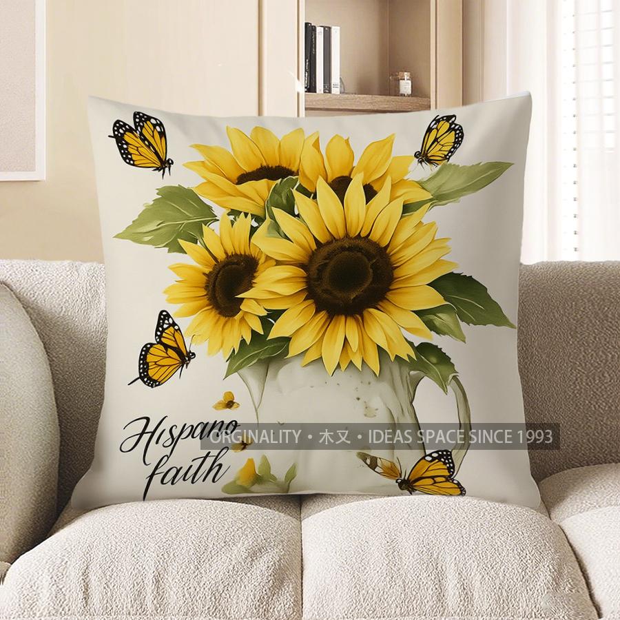 Home Decor Butterfly &amp; Flower Love Cushion Cover Pattern Cushion Cover Suitable For Sofa Bedroom Car Pillow Cover
