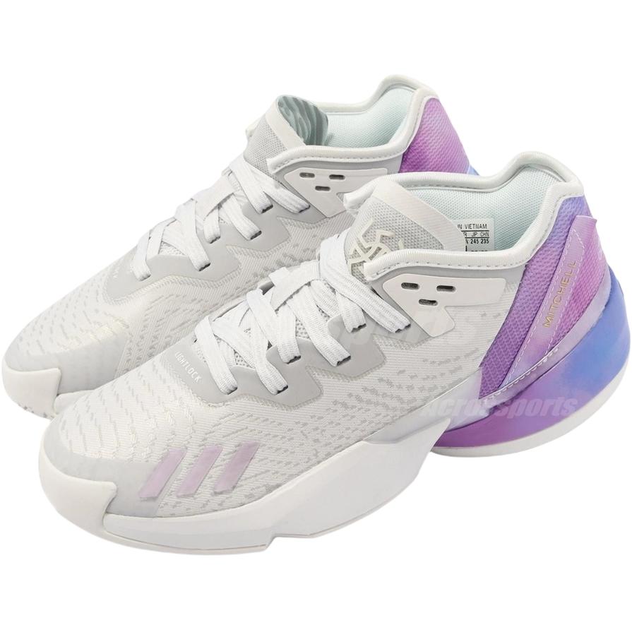 Adidas D.O.N. Issue #4 Mitchell 4 Low top Children's Basketball Shoes Gray Purple HR1785