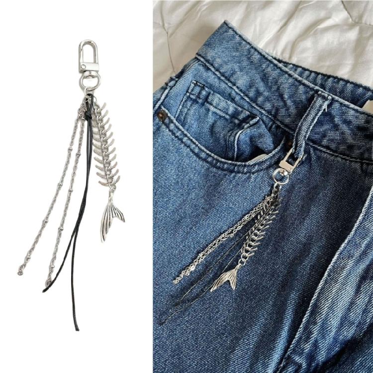 Punk Fischgräten Schwarzes Seil Schlüsselanhänger Anhänger Hängende Dekorationen Modischer Schlüsselanhänger Schmuck Rucksack Dekoration Anhänger