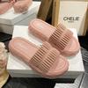 Rhinestone pleated slippers women's summer wear 2025 new fashionable versatile beach shoes platform non-slip cool slippers