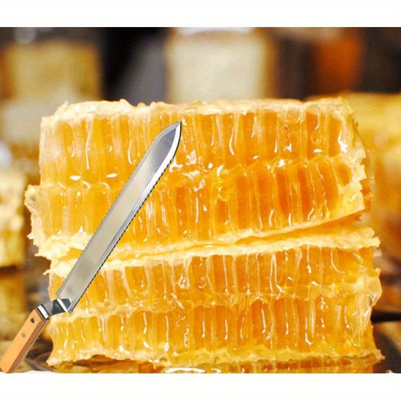 

Нож для меда с деревянной ручкой, с двусторонними зубцами и Z-образной конструкцией, подходит для резки меда и воска