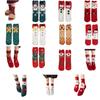 Festival Thickened Coral Velvets Floor Socks for Home Comfort Indoor Fuzzy Slipper Socks with Cartoon Christmas Pattern