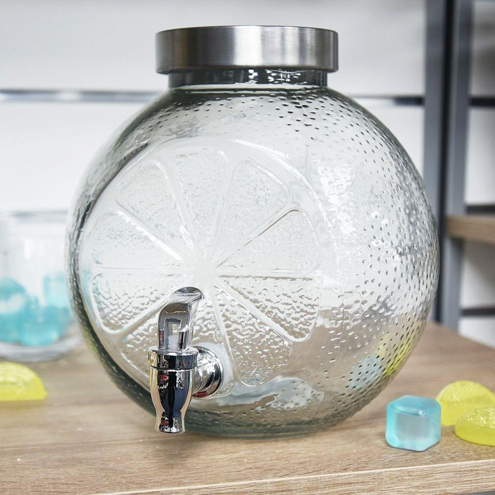 Lemon-Shaped Glass Beverage Dispenser with Tap 5.4L