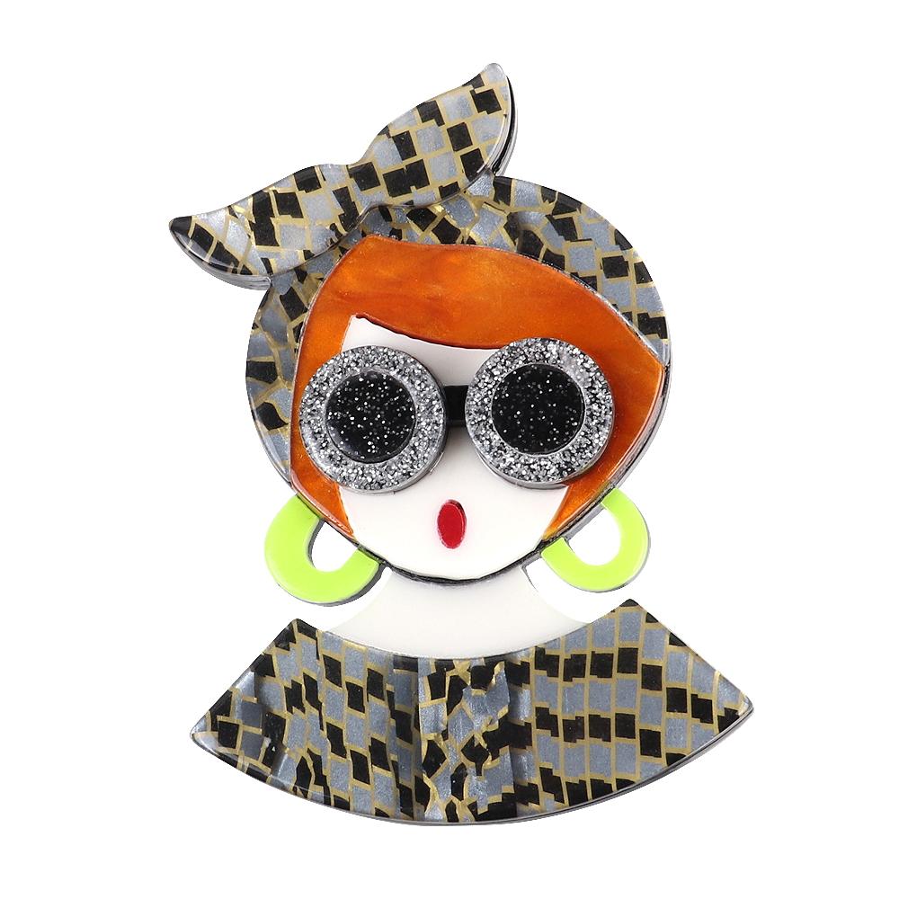New Cute Colorful Bowknot Girls Acrylic Brooches for Women Cartoon Glasses Lady Brooch Badges Pins Casual Jewelry Accessories