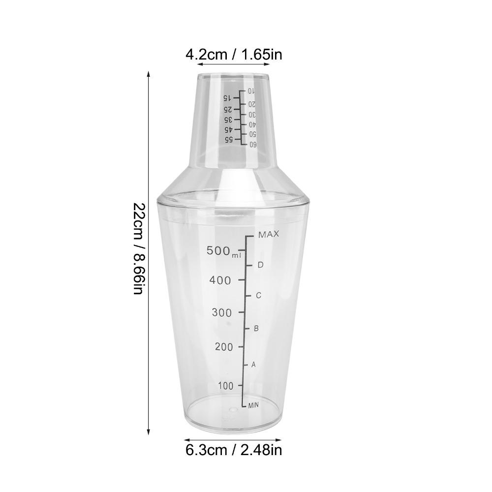 Scale Markings Cocktail Shaker Set Clear Plastic Measuring Jigger Set Drink Mixer Shaker Bar