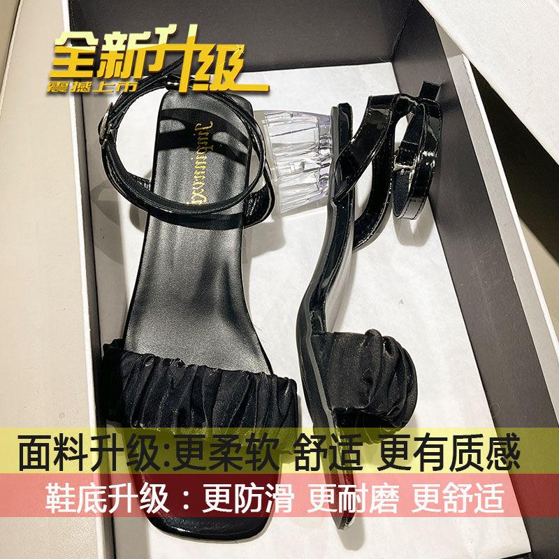 

Fashion sandals women s summer 2025 new fashion versatile fairy style transparent crystal outer wear women s high heels 34