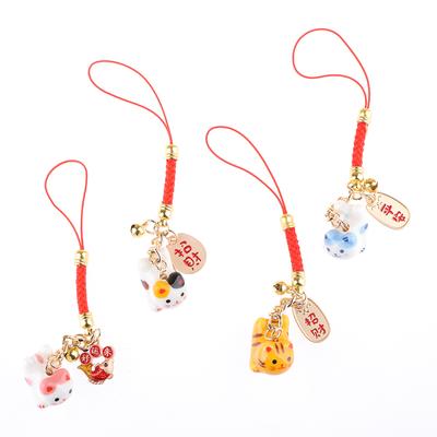 Glückskatze Anhänger Telefon Lanyard Kreative Glück Nafu Reichtum Keramik Perlen Telefon Kette Handy Gurt Keycord