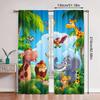 Set Of 2 Elephants Giraffes Lions Tigers Children Room Decorations Print Curtains Pole Bag Home Decoration Curtain Polyester
