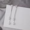 925 Silver Korean Zircon Pearl Tassel Earrings