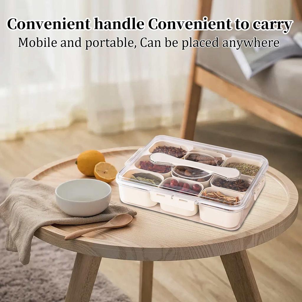 Storage And Preservation Box, Household Food Grade Seasoning Compartment Box, Storage Box, Nine Compartment Storage Box